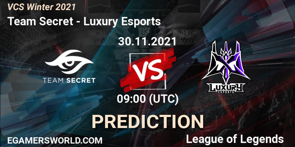 Team Secret vs Luxury Esports: Match Prediction. 30.11.2021 at 09:00, LoL, VCS Winter 2021