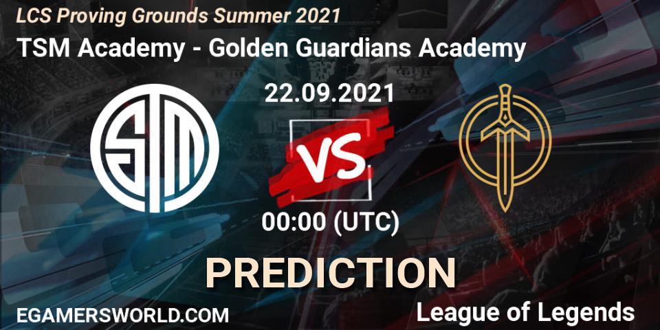 TSM Academy vs Golden Guardians Academy: Match Prediction. 13.09.2021 at 00:00, LoL, LCS Proving Grounds Summer 2021
