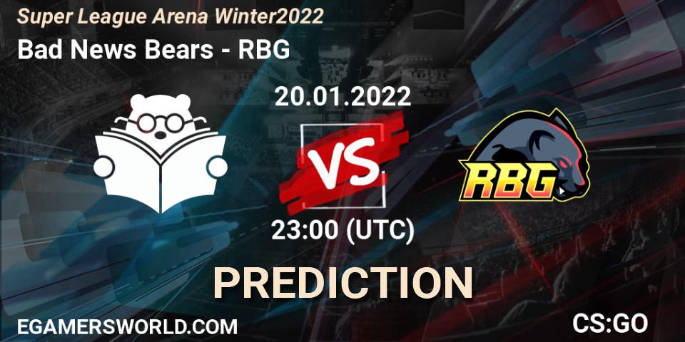 Bad News Bears vs RBG: Match Prediction. 20.01.22, CS2 (CS:GO), Super League Arena Winter 2022