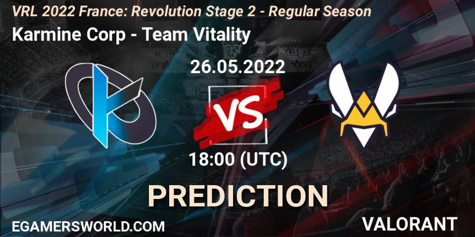 Karmine Corp vs Team Vitality: Match Prediction. 26.05.2022 at 18:15, VALORANT, VRL 2022 France: Revolution Stage 2 - Regular Season