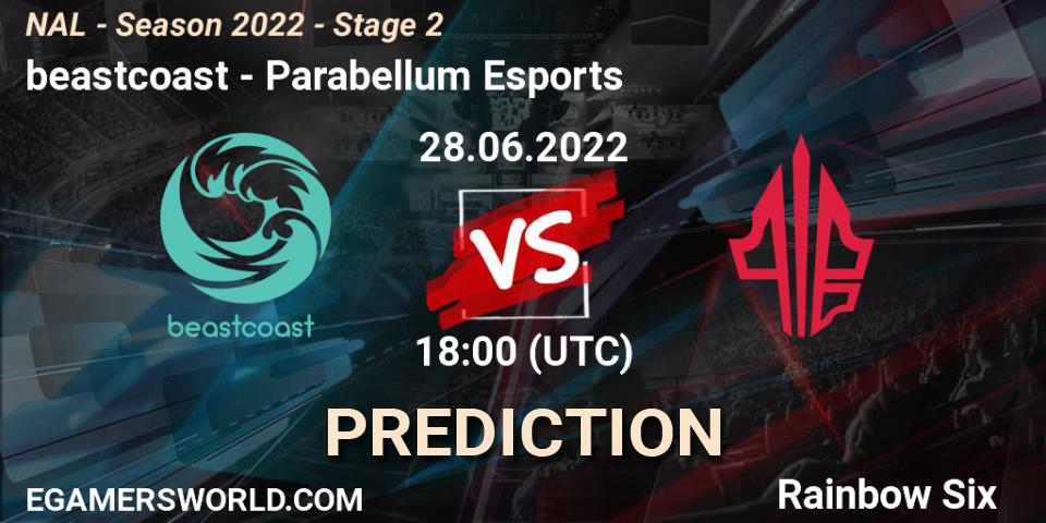 beastcoast vs Parabellum Esports: Match Prediction. 28.06.2022 at 18:00, Rainbow Six, NAL - Season 2022 - Stage 2