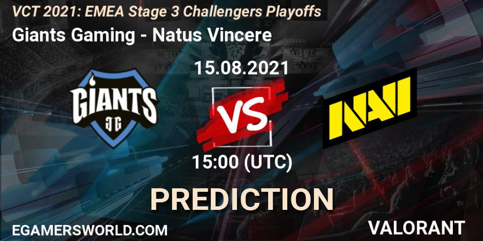 Giants Gaming vs Natus Vincere: Match Prediction. 15.08.2021 at 15:20, VALORANT, VCT 2021: EMEA Stage 3 Challengers Playoffs