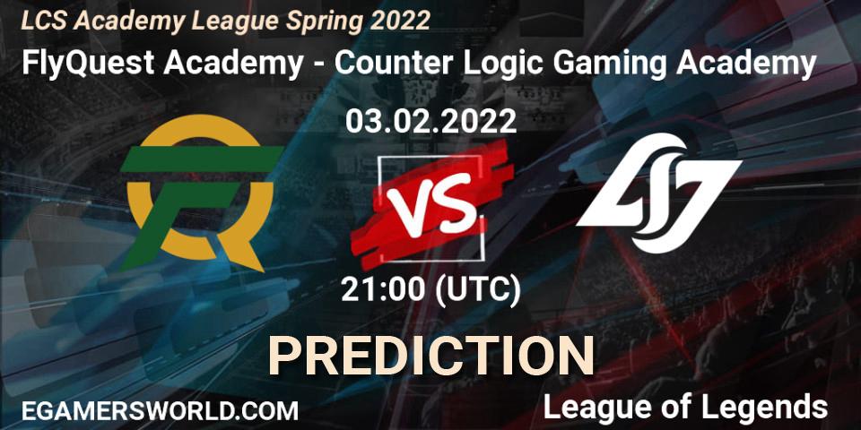 FlyQuest Academy vs Counter Logic Gaming Academy: Match Prediction. 03.02.22, LoL, LCS Academy League Spring 2022