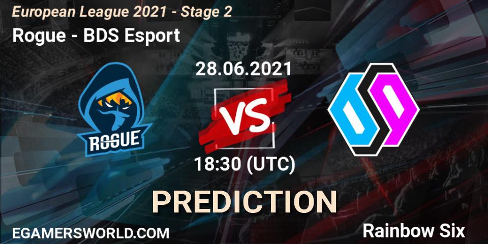 Rogue vs BDS Esport: Match Prediction. 28.06.2021 at 18:30, Rainbow Six, European League 2021 - Stage 2