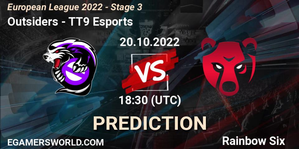 Outsiders vs TT9 Esports: Match Prediction. 20.10.2022 at 16:00, Rainbow Six, European League 2022 - Stage 3