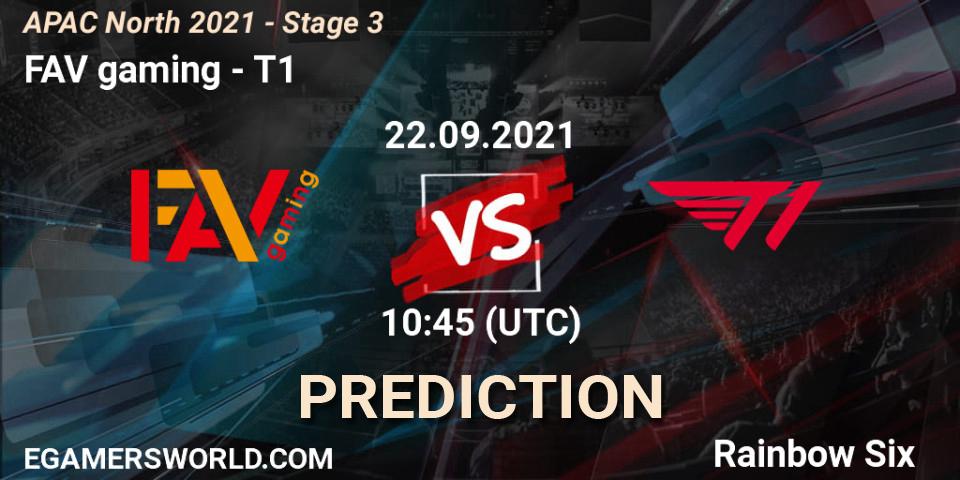 FAV gaming vs T1: Match Prediction. 22.09.2021 at 10:45, Rainbow Six, APAC North 2021 - Stage 3