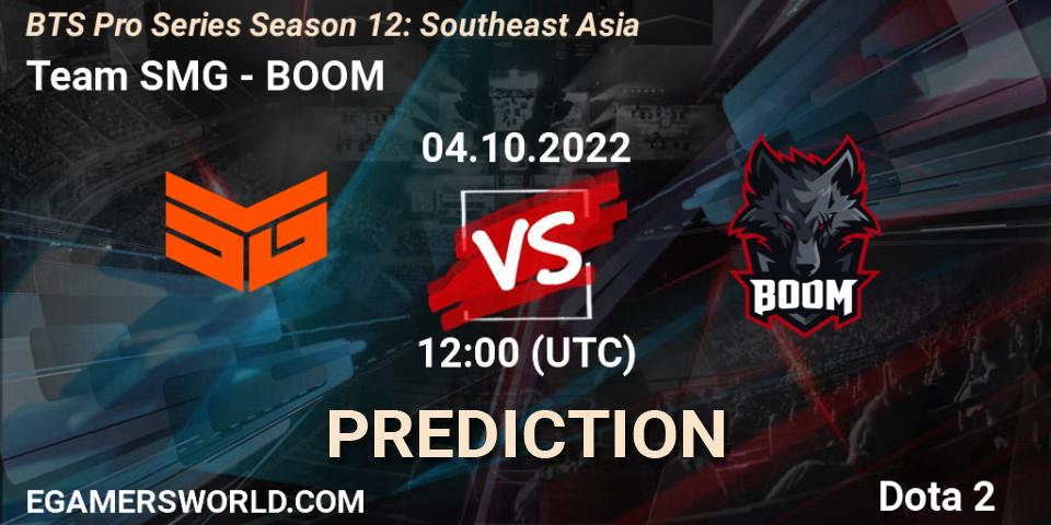 Team SMG vs BOOM: Match Prediction. 04.10.2022 at 11:23, Dota 2, BTS Pro Series Season 12: Southeast Asia