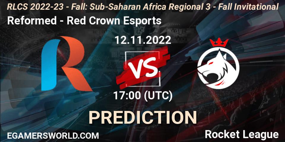 Reformed vs Red Crown Esports: Match Prediction. 12.11.2022 at 17:00, Rocket League, RLCS 2022-23 - Fall: Sub-Saharan Africa Regional 3 - Fall Invitational
