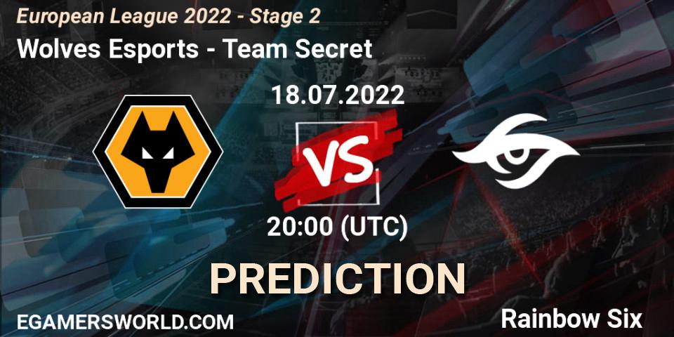Wolves Esports vs Team Secret: Match Prediction. 18.07.22, Rainbow Six, European League 2022 - Stage 2