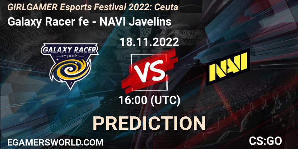 Galaxy Racer fe vs NAVI Javelins: Match Prediction. 18.11.2022 at 16:00, Counter-Strike (CS2), GIRLGAMER Esports Festival 2022: Ceuta