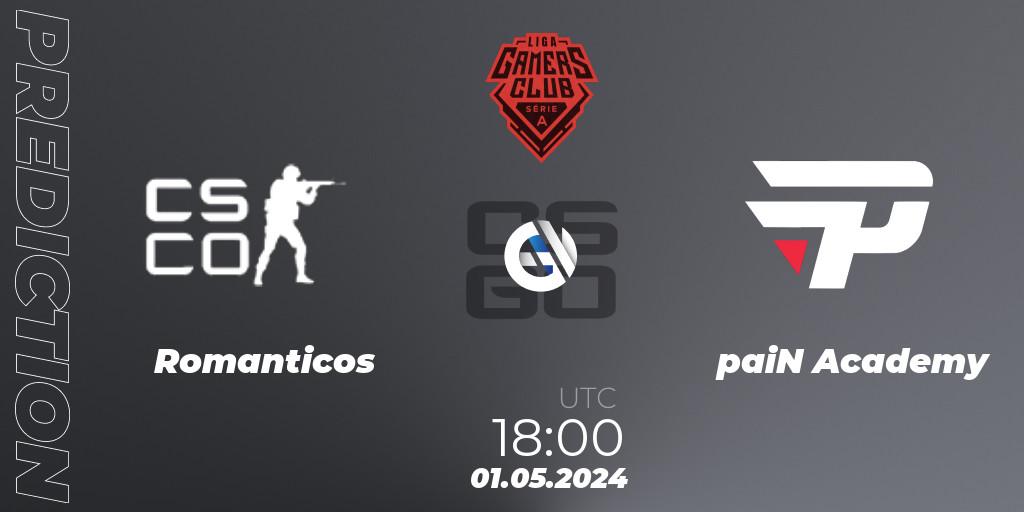 Romanticos vs paiN Academy: Match Prediction. 01.05.2024 at 18:00, Counter-Strike (CS2), Gamers Club Liga Série A: April 2024