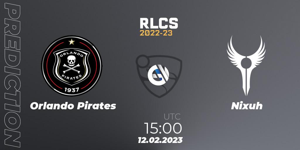Orlando Pirates vs Nixuh: Match Prediction. 12.02.2023 at 15:00, Rocket League, RLCS 2022-23 - Winter: Sub-Saharan Africa Regional 2 - Winter Cup