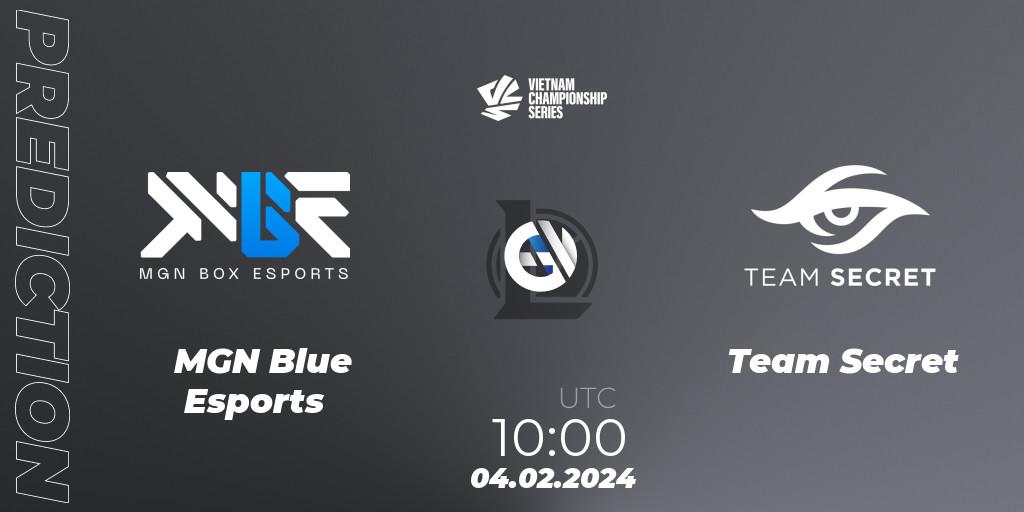 MGN Blue Esports vs Team Secret: Match Prediction. 04.02.2024 at 10:00, LoL, VCS Dawn 2024 - Group Stage