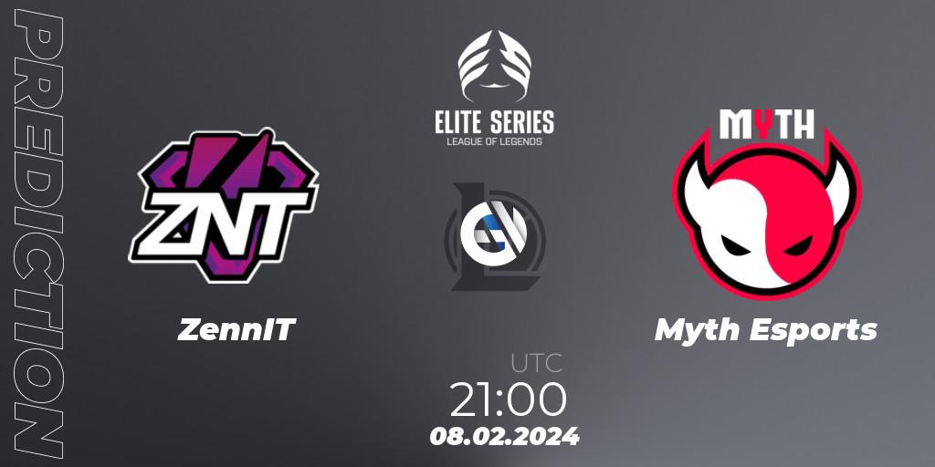 ZennIT vs Myth Esports: Match Prediction. 08.02.2024 at 21:00, LoL, Elite Series Spring 2024