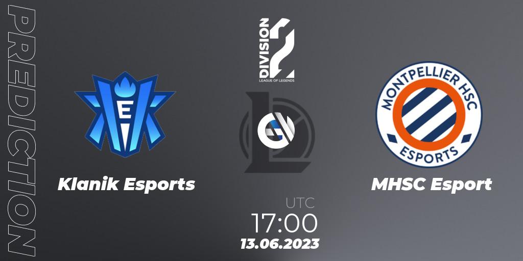 Klanik Esports vs MHSC Esport: Match Prediction. 13.06.23, LoL, LFL Division 2 Summer 2023 - Group Stage