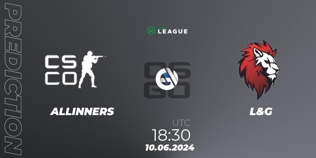 ALLINNERS vs L&G: Match Prediction. 10.06.2024 at 18:30, Counter-Strike (CS2), ESEA Season 49: Main Division - Europe