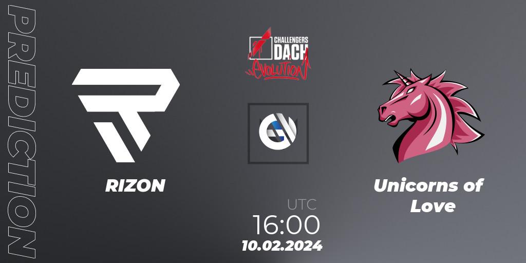 RIZON vs Unicorns of Love: Match Prediction. 10.02.2024 at 16:00, VALORANT, VALORANT Challengers 2024 DACH: Evolution Split 1