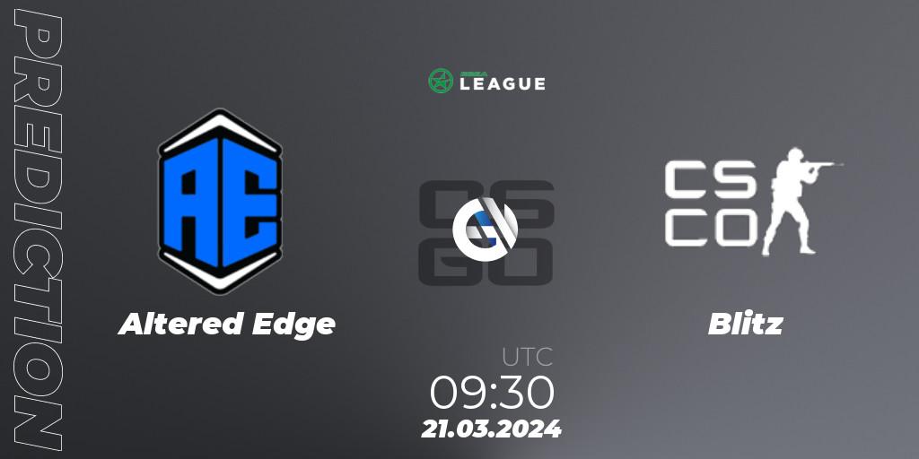 Altered Edge vs Blitz: Match Prediction. 21.03.2024 at 09:30, Counter-Strike (CS2), ESEA Season 48: Open Division - Oceania