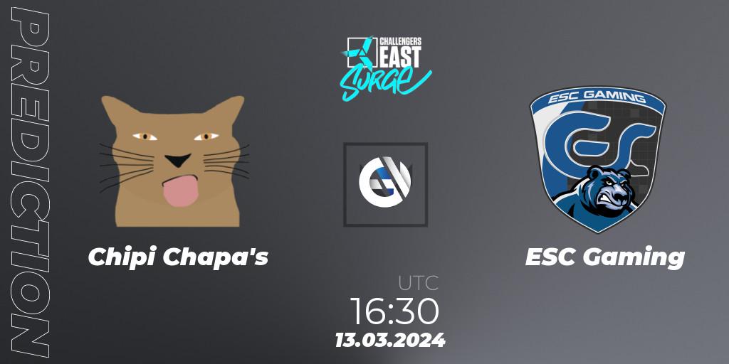 Chipi Chapa's vs ESC Gaming: Match Prediction. 13.03.24, VALORANT, VALORANT Challengers 2024 East: Surge Split 1