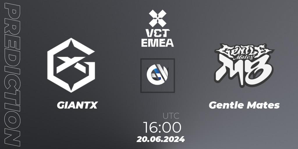 GIANTX vs Gentle Mates: Match Prediction. 20.06.2024 at 16:00, VALORANT, VALORANT Champions Tour 2024: EMEA League - Stage 2 - Group Stage