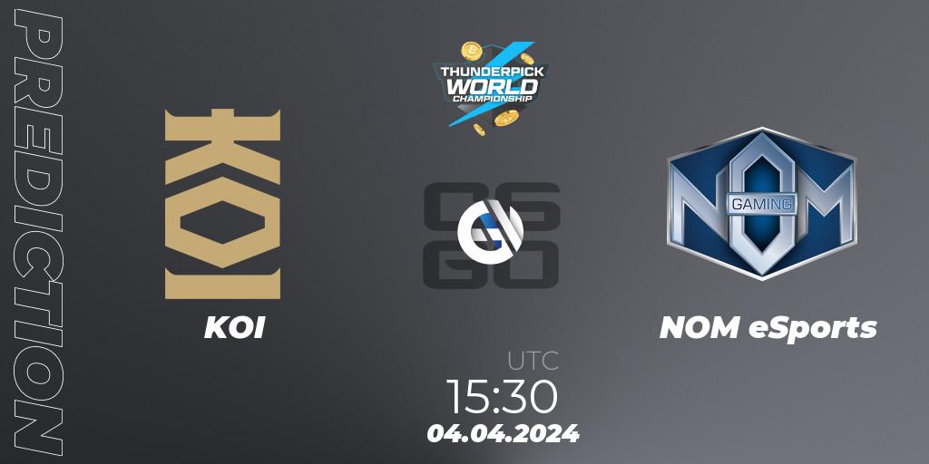 KOI vs NOM eSports: Match Prediction. 04.04.2024 at 15:30, Counter-Strike (CS2), Thunderpick World Championship 2024: European Series #1