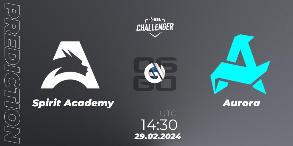 Spirit Academy vs Aurora: Match Prediction. 29.02.2024 at 14:30, Counter-Strike (CS2), ESL Challenger #56: European Closed Qualifier