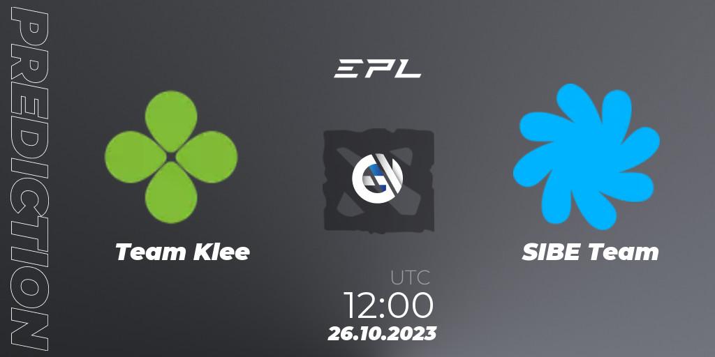 Team Klee vs SIBE Team: Match Prediction. 26.10.2023 at 12:00, Dota 2, European Pro League Season 13