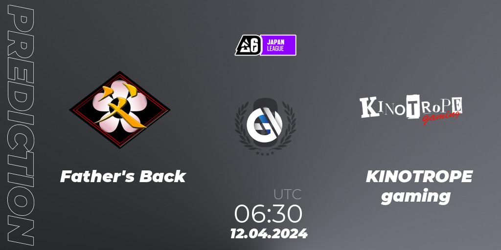 Father's Back vs KINOTROPE gaming: Match Prediction. 12.04.2024 at 06:30, Rainbow Six, Japan League 2024 - Stage 1