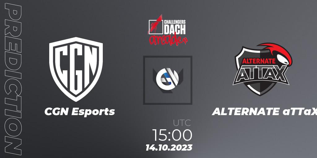 CGN Esports vs ALTERNATE aTTaX: Match Prediction. 14.10.2023 at 15:00, VALORANT, VALORANT Challengers 2023 DACH: Arcade