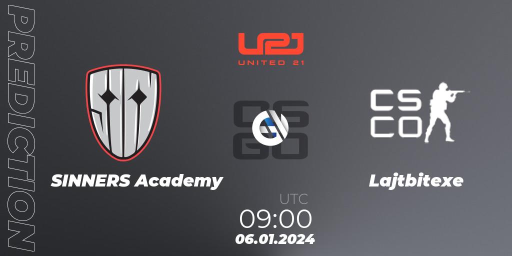 SINNERS Academy vs Lajtbitexe: Match Prediction. 06.01.2024 at 09:10, Counter-Strike (CS2), United21 Season 10