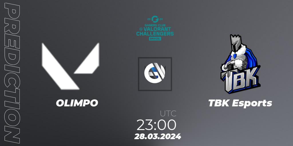 OLIMPO vs TBK Esports: Match Prediction. 28.03.24, VALORANT, VALORANT Challengers Brazil 2024: Split 1