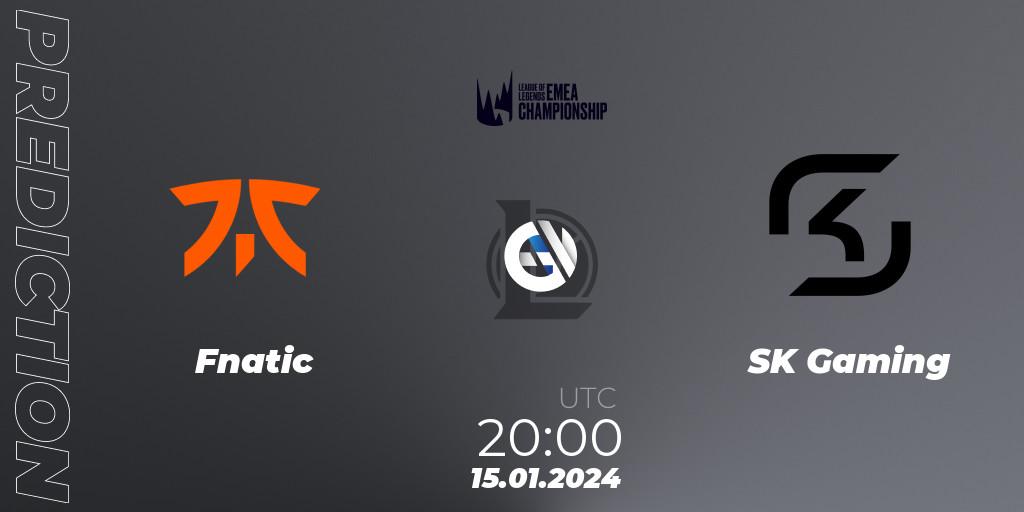 Fnatic vs SK Gaming: Match Prediction. 15.01.2024 at 20:00, LoL, LEC Winter 2024 - Regular Season