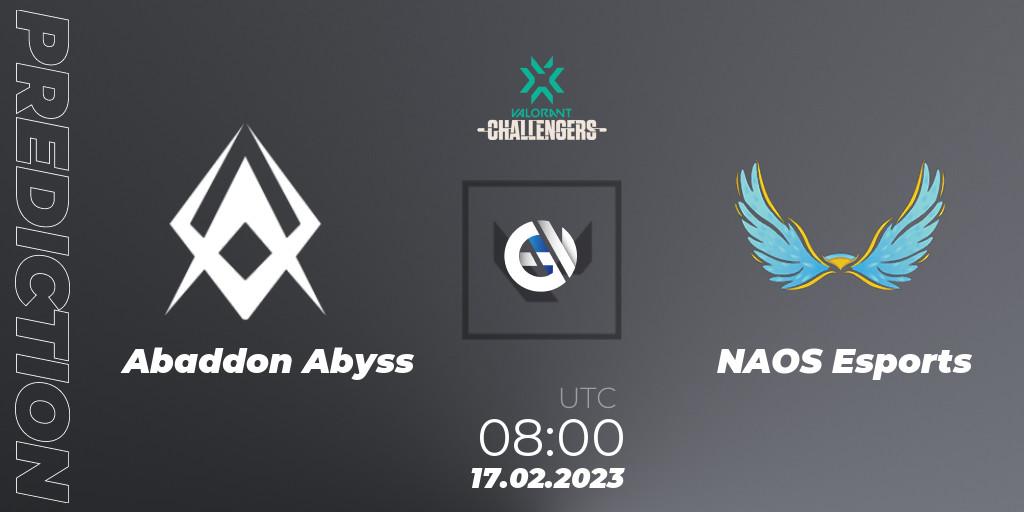 Abaddon Abyss vs NAOS Esports: Match Prediction. 17.02.23, VALORANT, VALORANT Challengers 2023: Philippines Split 1