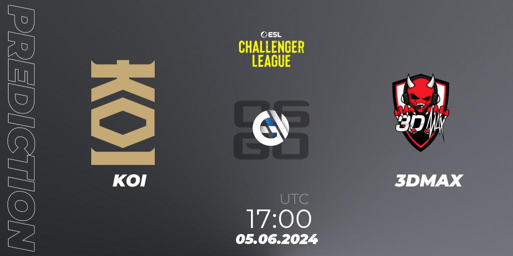 KOI vs 3DMAX: Match Prediction. 05.06.2024 at 17:00, Counter-Strike (CS2), ESL Challenger League Season 47: Europe