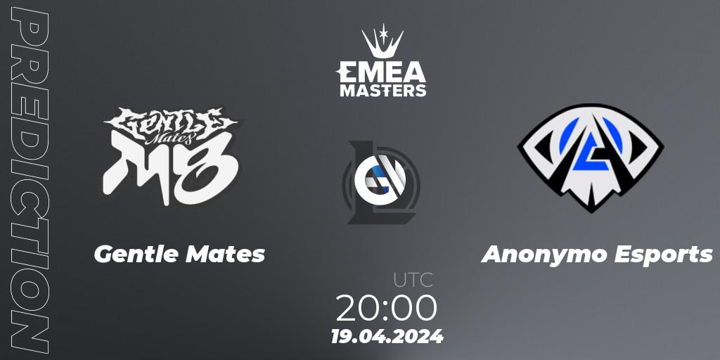 Gentle Mates vs Anonymo Esports: Match Prediction. 19.04.24, LoL, EMEA Masters Spring 2024 - Group Stage