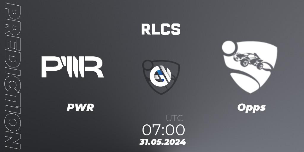 PWR vs Opps: Match Prediction. 31.05.2024 at 07:00, Rocket League, RLCS 2024 - Major 2: OCE Open Qualifier 6