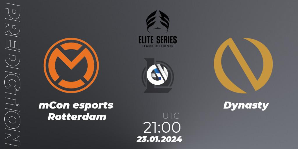 mCon esports Rotterdam vs Dynasty: Match Prediction. 23.01.2024 at 21:00, LoL, Elite Series Spring 2024