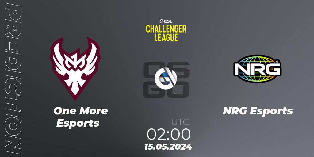 One More Esports vs NRG Esports: Match Prediction. 15.05.2024 at 02:00, Counter-Strike (CS2), ESL Challenger League Season 47: North America
