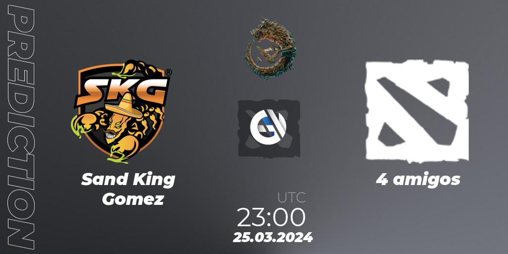 Sand King Gomez vs 4 amigos: Match Prediction. 25.03.2024 at 23:00, Dota 2, PGL Wallachia Season 1: North America Closed Qualifier