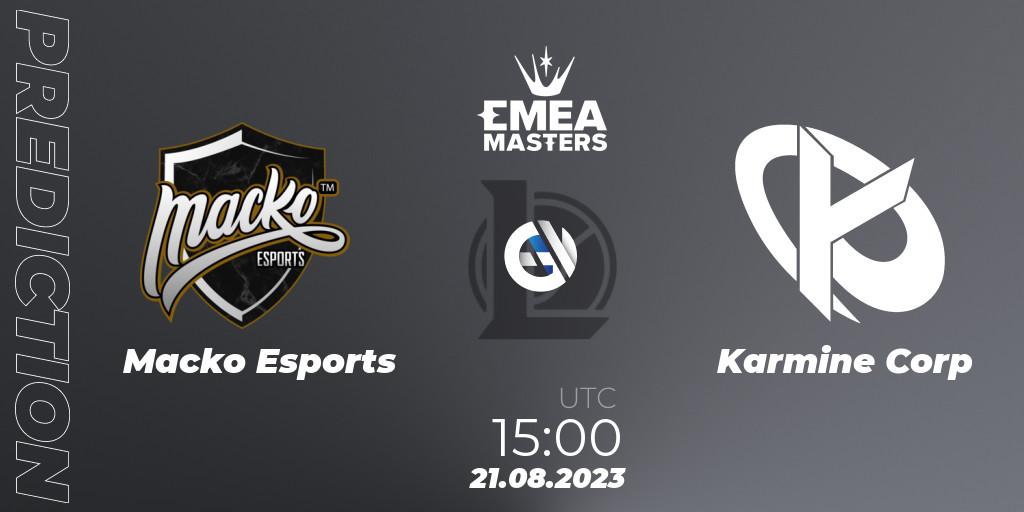 Macko Esports vs Karmine Corp: Match Prediction. 21.08.2023 at 15:00, LoL, EMEA Masters Summer 2023