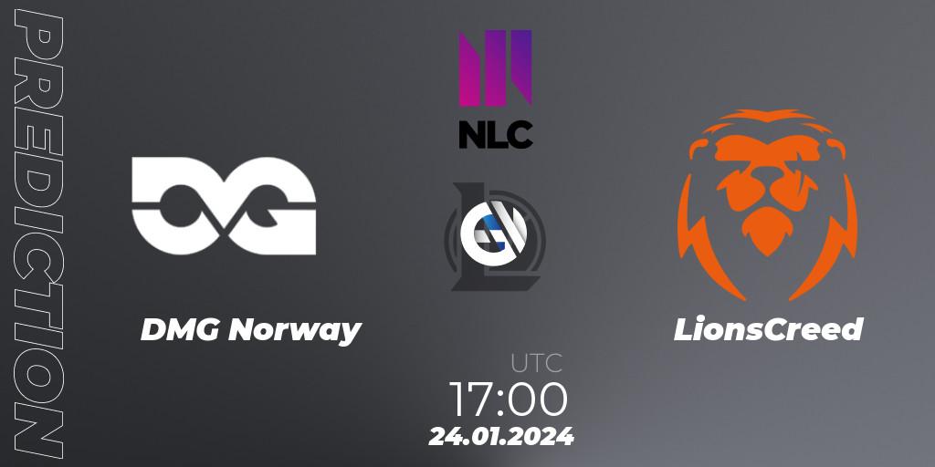 DMG Norway vs LionsCreed: Match Prediction. 24.01.2024 at 18:00, LoL, NLC 1st Division Spring 2024