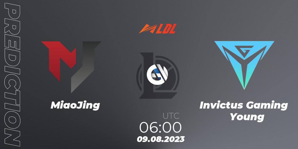 MiaoJing vs Invictus Gaming Young: Match Prediction. 09.08.2023 at 06:00, LoL, LDL 2023 - Playoffs