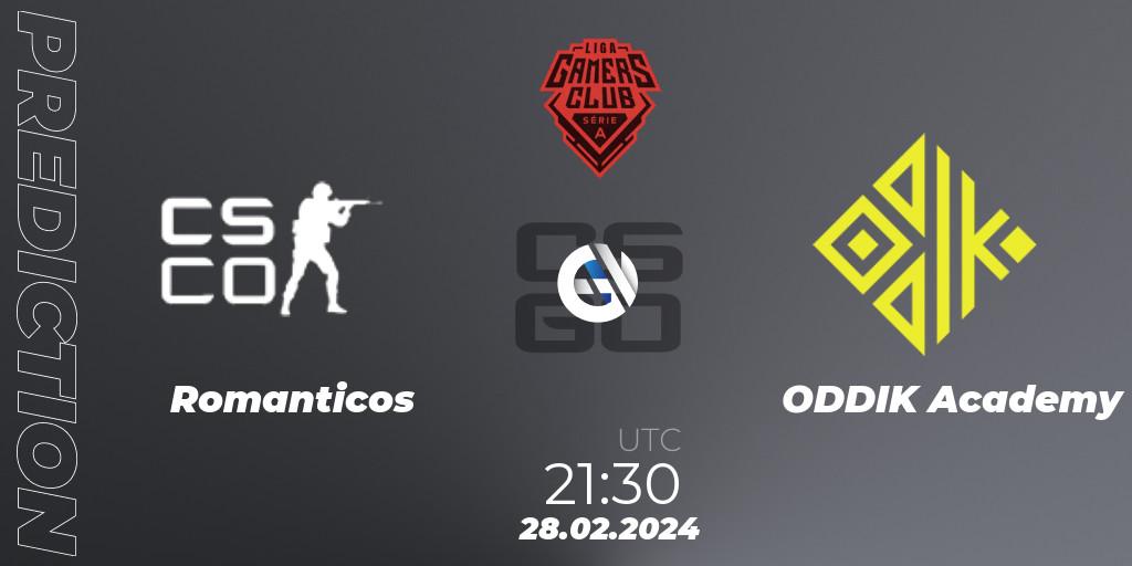 Romanticos vs ODDIK Academy: Match Prediction. 28.02.2024 at 21:30, Counter-Strike (CS2), Gamers Club Liga Série A: February 2024