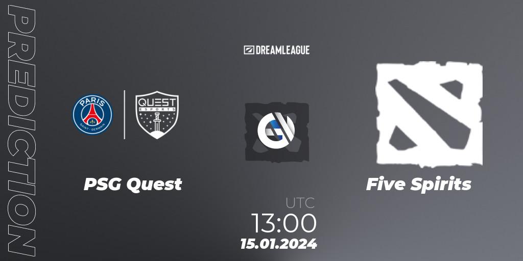PSG Quest vs Five Spirits: Match Prediction. 15.01.2024 at 13:45, Dota 2, DreamLeague Season 22: MENA Closed Qualifier