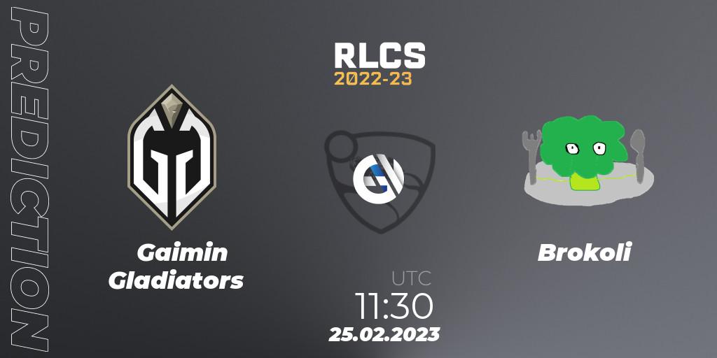 Gaimin Gladiators vs Brokoli: Match Prediction. 25.02.2023 at 11:30, Rocket League, RLCS 2022-23 - Winter: Asia-Pacific Regional 3 - Winter Invitational