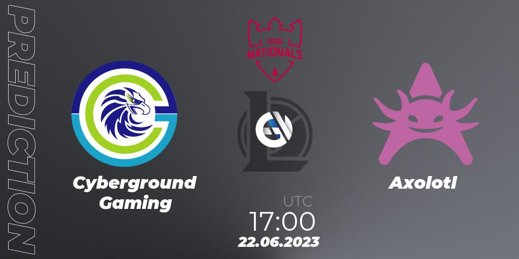 Cyberground Gaming vs Axolotl: Match Prediction. 22.06.2023 at 17:00, LoL, PG Nationals Summer 2023