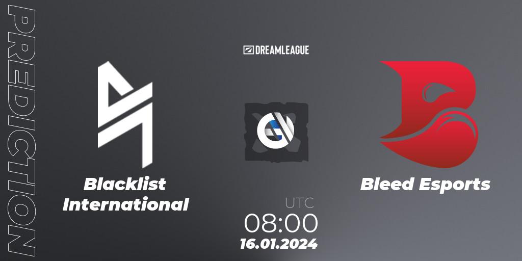 Blacklist International vs Bleed Esports: Match Prediction. 16.01.2024 at 08:00, Dota 2, DreamLeague Season 22: Southeast Asia Closed Qualifier