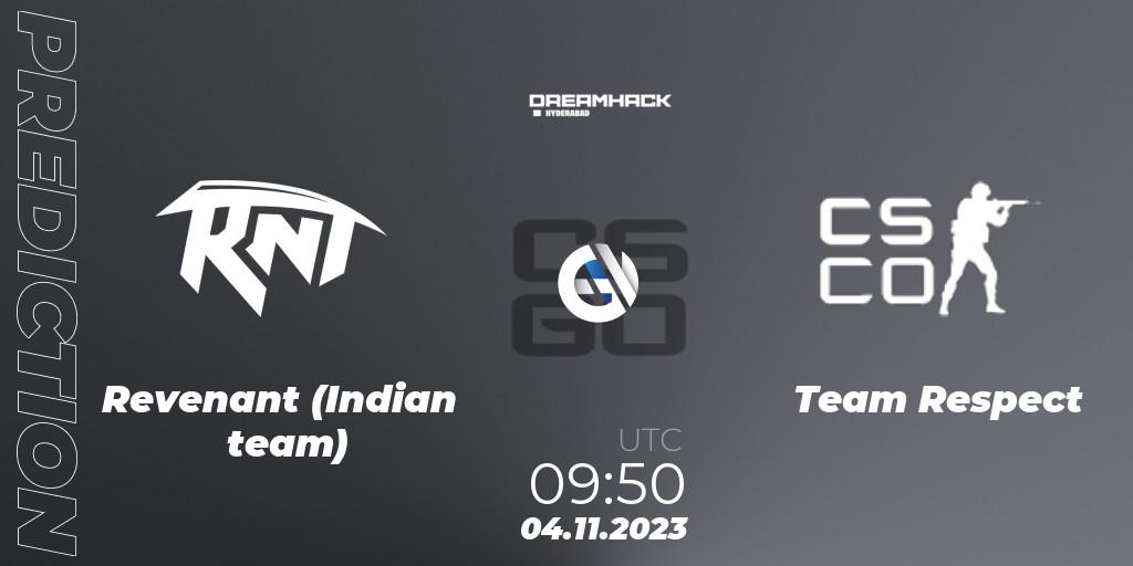 Revenant (Indian team) vs Team Respect: Match Prediction. 04.11.2023 at 08:45, Counter-Strike (CS2), DreamHack Hyderabad Invitational 2023