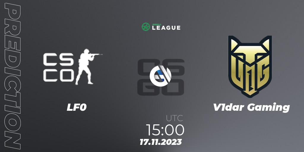 LF0 vs V1dar Gaming: Match Prediction. 17.11.2023 at 15:00, Counter-Strike (CS2), ESEA Season 47: Advanced Division - Europe