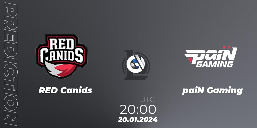 RED Canids vs paiN Gaming: Match Prediction. 20.01.2024 at 20:00, LoL, CBLOL Split 1 2024 - Group Stage